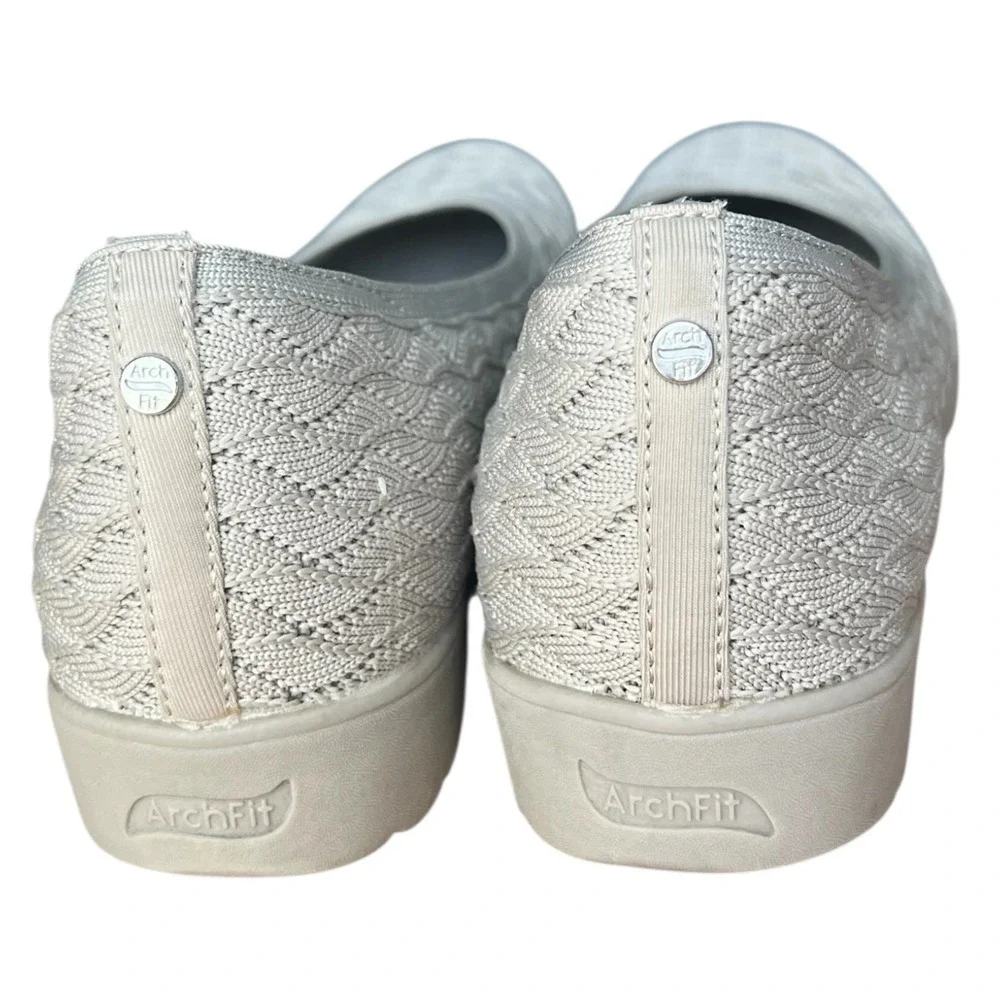 Skechers Arch Fit‎ Cleo Taupe Knit Slip‑On Wedge Comfort Shoes Women’s 10